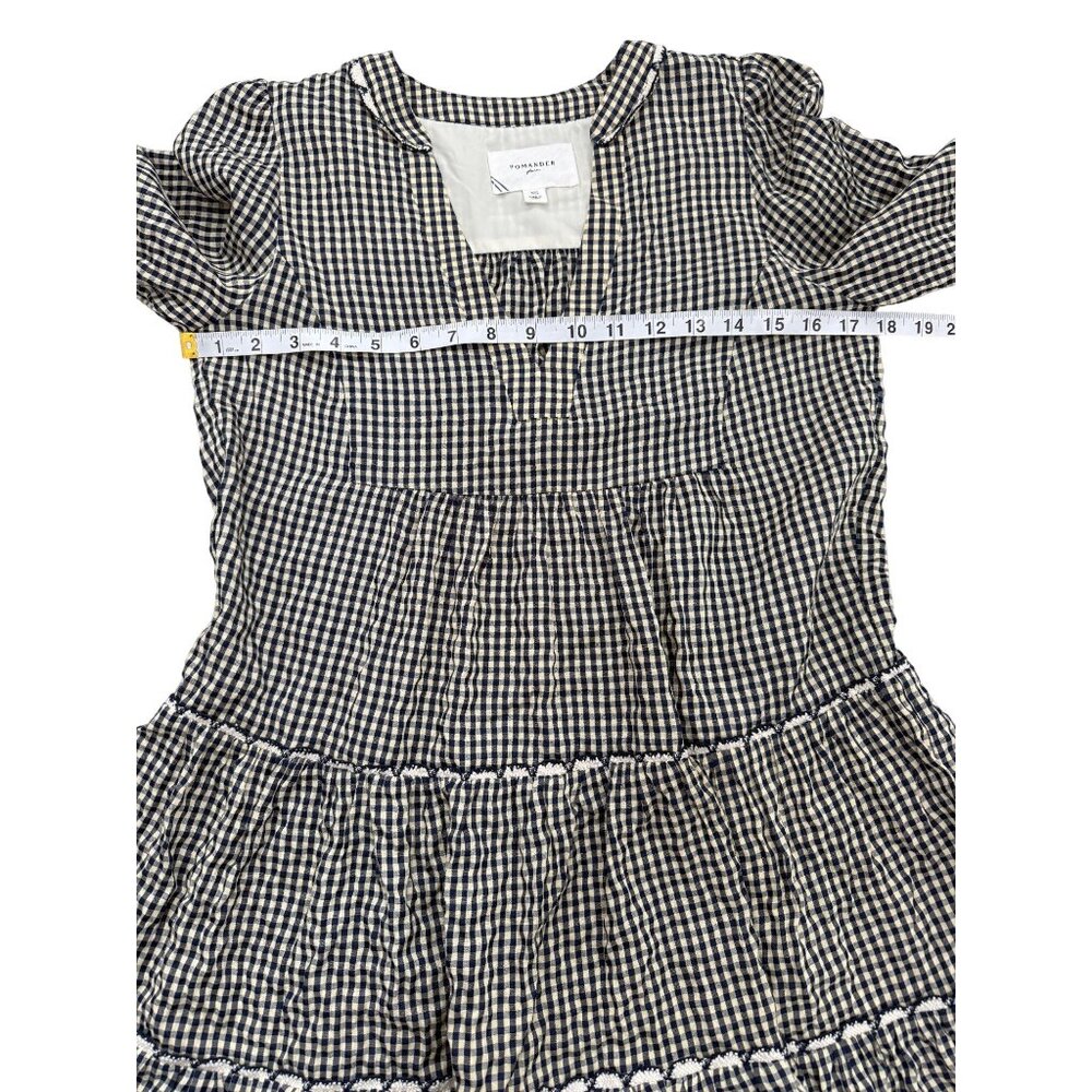 Pomander Place Long Sleeve Kenzo Dress Navy Blue Cream Gingham Womens Size XS - Picture 6 of 9